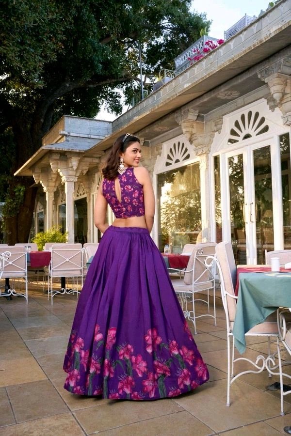 GabaTimes  Designer Lehengas  - Purple, Blouse Size (Xs), Stitched Blouse