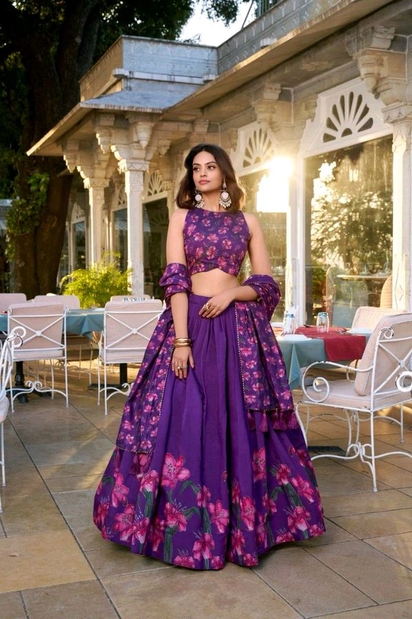 GabaTimes  Designer Lehengas  - Purple, Blouse Size (S), Stitched Blouse