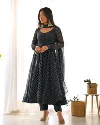 GabaTimes  Anarkali Suit Set  - Black