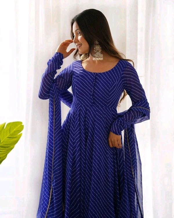 GabaTimes  Anarkali Suit Set  - Blue