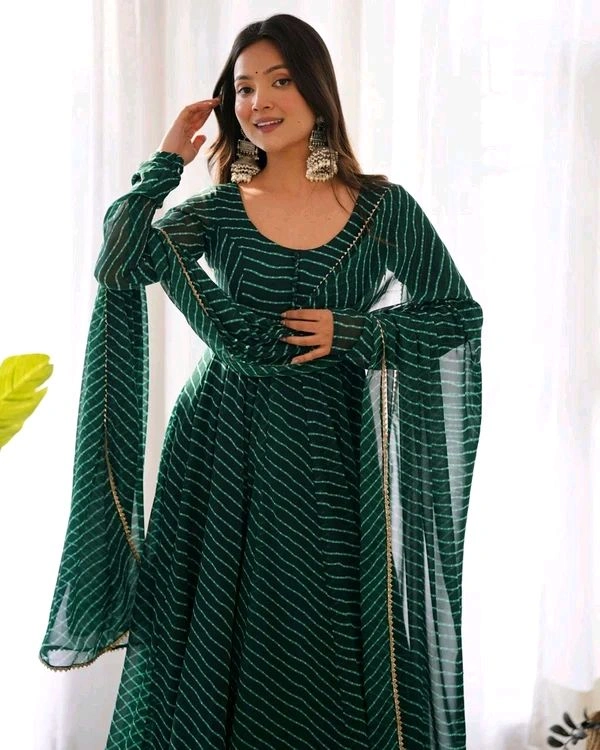 GabaTimes  Anarkali Suit Set  - Bottal green