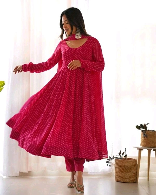 GabaTimes  Anarkali Suit Set  - Pink