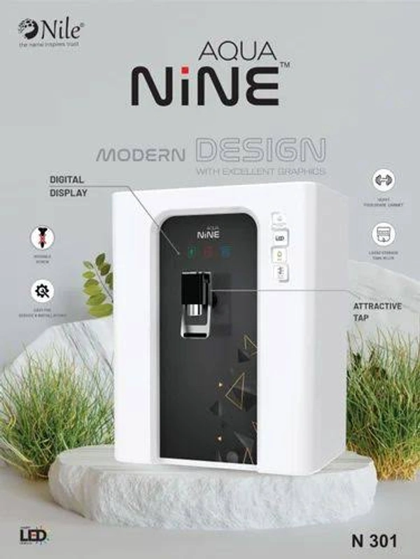 Aqua Nine Water purifier with digital display With RO + COPPER+ ALKALINE + TDS White Variants  - Black