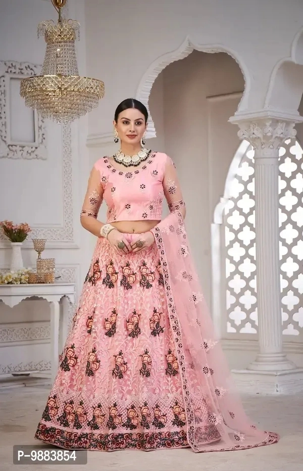 Women  Net Semi Stitched Lehenga Choli 