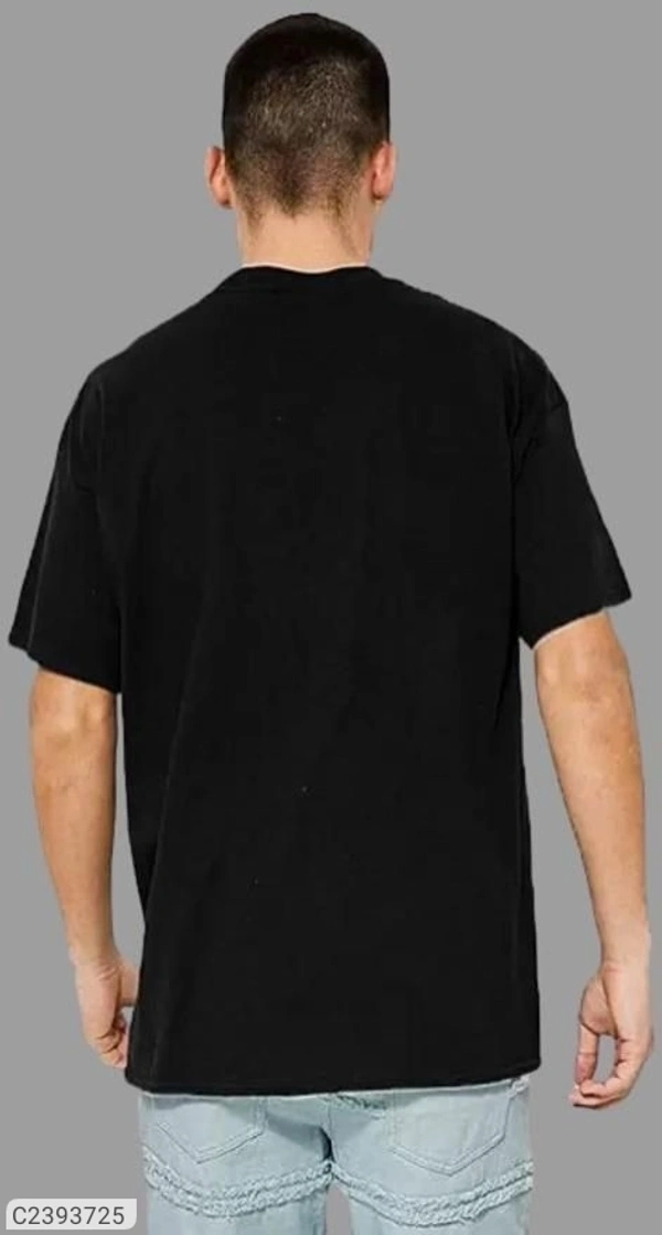 Leotude Men's Printed Loose Fit Half Sleeve T-shirt - Black, M