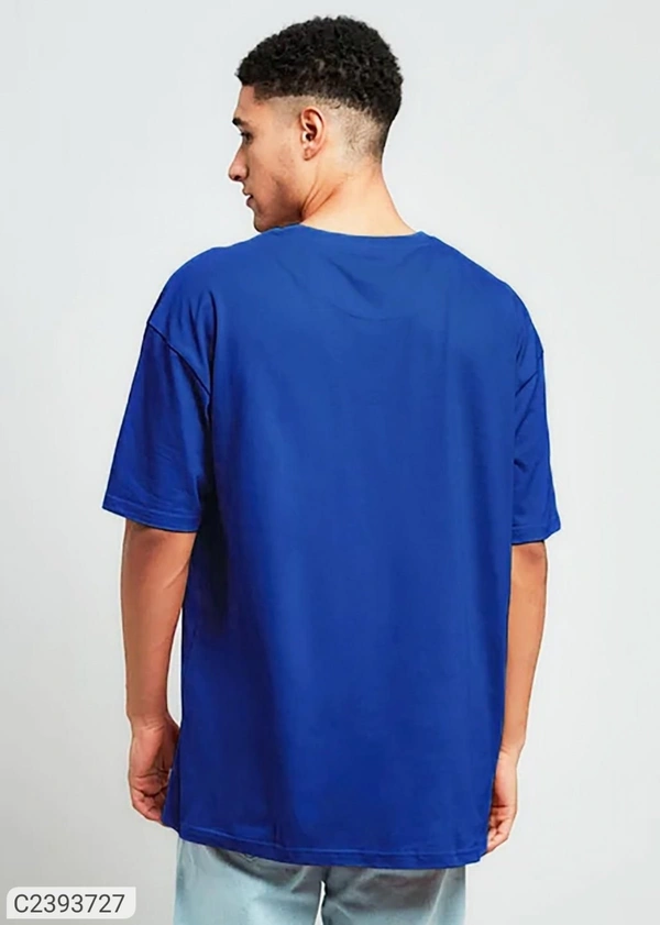 Leotude Men's Printed Loose Fit Half Sleeve T-shirt - Blue, XXL