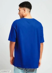Leotude Men's Printed Loose Fit Half Sleeve T-shirt - Blue, S
