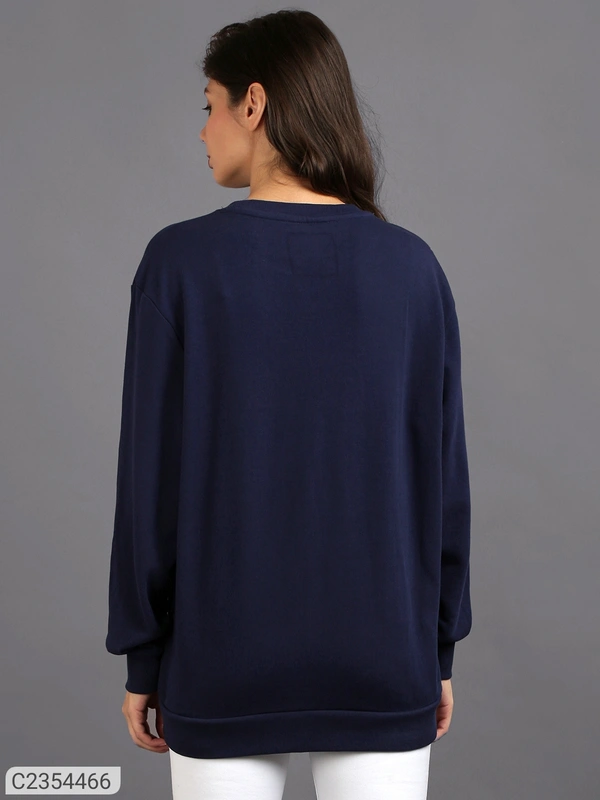 Ur Gear UrGear Women's Printed Round Neck Full Sleeve Casual T-shirt  - Navy Blue, XL