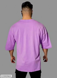 Leotude Men's Printed Loose Fit Half Sleeve T-shirt - Mauve, M