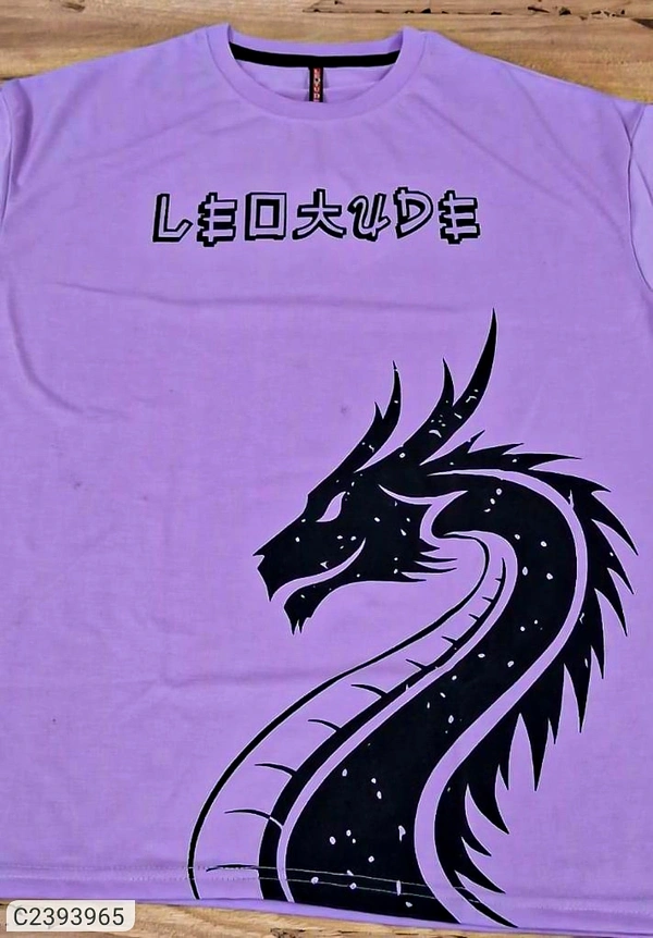 Leotude Men's Printed Loose Fit Half Sleeve T-shirt - Mauve, M