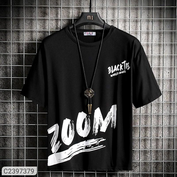 Mozzby Lifestyle  Premium Cotton Half Sleeve Printed Tshirt for Men - Black, M