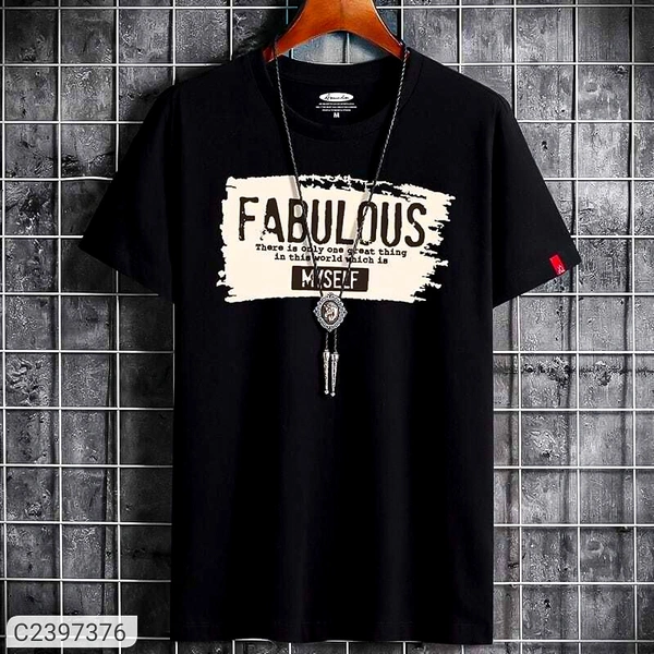 Mozzby Lifestyle  Premium Cotton Half Sleeve Printed T-shirt for Men - Black, M