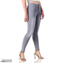 FASHIONABLE EXCLUSIVE WOMENS JEANS FOUR BUTTON GREY - 28, Gray