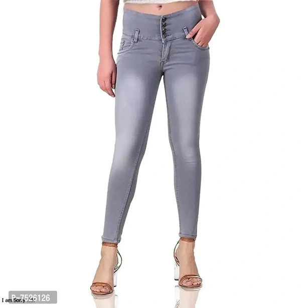 FASHIONABLE EXCLUSIVE WOMENS JEANS FOUR BUTTON GREY - 28, Gray