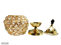 Brass  Crystal Matki Akhand Diya - Crystal Lamp For Puja 5.5 Inch