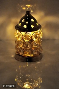 Heaven Decor Heaven Decor Pure Brass small Crystal akhand diya Brass Table Diya Set (Height: 4.2 inch, Pack of 2)