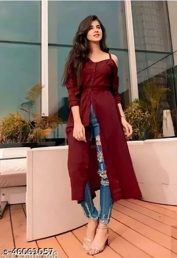 Trendy Fashionable Women Shoulder Cut Kurtis - Carmine, S
