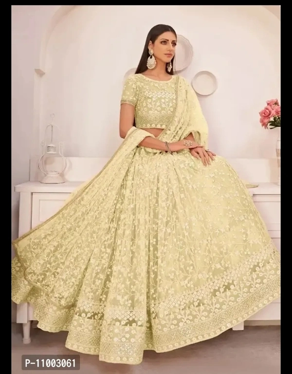 Womens Bridal Super Net With Silk Semi Stitched Lehenga Choli (Free Size) - Portafino, FREE