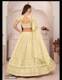 Womens Bridal Super Net With Silk Semi Stitched Lehenga Choli (Free Size) - Portafino, FREE