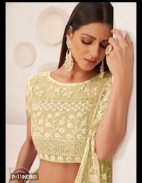 Womens Bridal Super Net With Silk Semi Stitched Lehenga Choli (Free Size) - Portafino, FREE