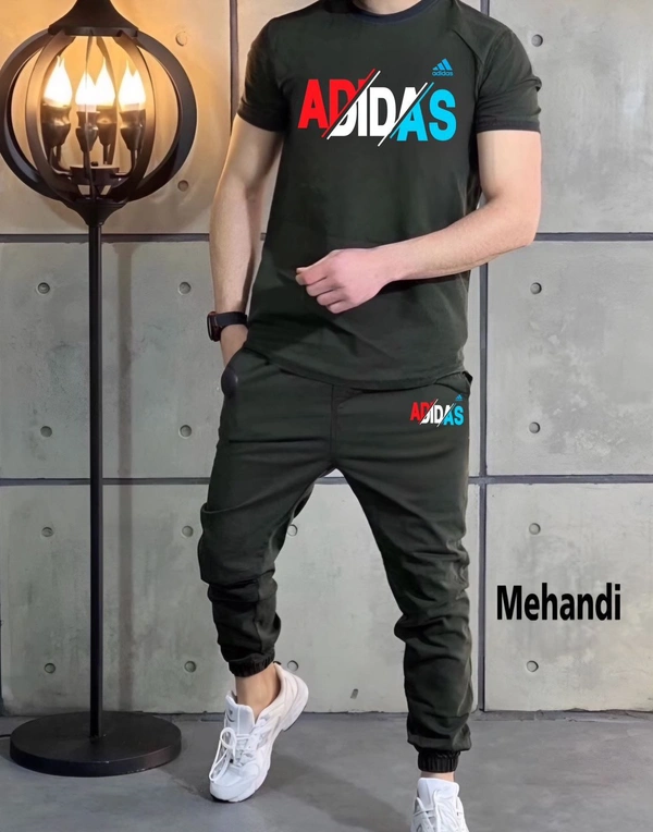 ADIDAS  PREMIUM Quality Half Sleeves Tracksuit Hit Article - Sherpa Blue, XXL