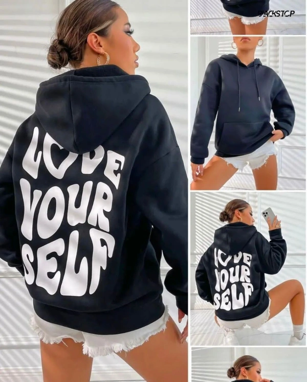 ZARA Branded Hoodie 280-300 GSM with Fleece For Girls  - Black, XL