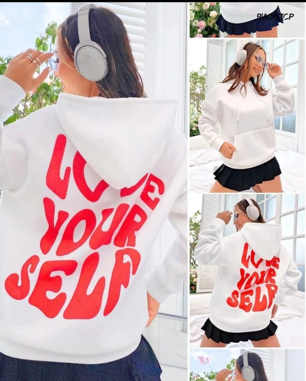 ZARA Branded Hoodie 280-300 GSM with Fleece For Girls  - White, 5XL
