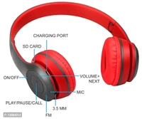 Best Buy headphone low price P47 Foldable/Sports/Office/ Gaming Wireless Headphone with Mic Bluetooth Headset - Red