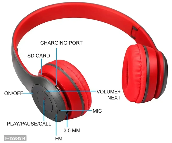 Best Buy headphone low price P47 Foldable/Sports/Office/ Gaming Wireless Headphone with Mic Bluetooth Headset - Red