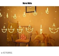 Trending Trunks Warm White Diya/Diwali Curtain, String Lights with 12 Hanging Diyas and 138 LED light with 8 Flashing Modes, Decoration Lighting (pack of 1)