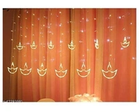 Trending Trunks Warm White Diya/Diwali Curtain, String Lights with 12 Hanging Diyas and 138 LED light with 8 Flashing Modes, Decoration Lighting (pack of 1)