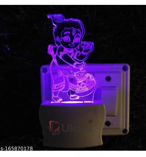 Unjiya BALGOPAL KRISHNA Acrylic 3D Optical Illusion Night Lamp, RGB 7 Colors Auto Colour Changing LED Plug and Play Night Light, Office Day Light, For Home and Office Use, Best for Gift, Multicolour - 7CM+3.5CM