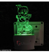 Unjiya BALGOPAL KRISHNA Acrylic 3D Optical Illusion Night Lamp, RGB 7 Colors Auto Colour Changing LED Plug and Play Night Light, Office Day Light, For Home and Office Use, Best for Gift, Multicolour - 7CM+3.5CM