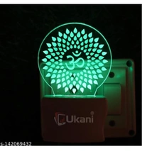 KATAK OM Acrylic 3D Optical Illusion Night Lamp, RGB 7 Colors Auto Colour Changing LED Plug and Play Night Light, Office Day Light, For Home and Office Use, Best for Gift, Multicolour - 7CM+3.5CM