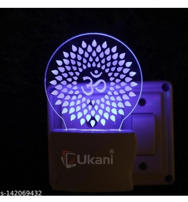 KATAK OM Acrylic 3D Optical Illusion Night Lamp, RGB 7 Colors Auto Colour Changing LED Plug and Play Night Light, Office Day Light, For Home and Office Use, Best for Gift, Multicolour - 7CM+3.5CM