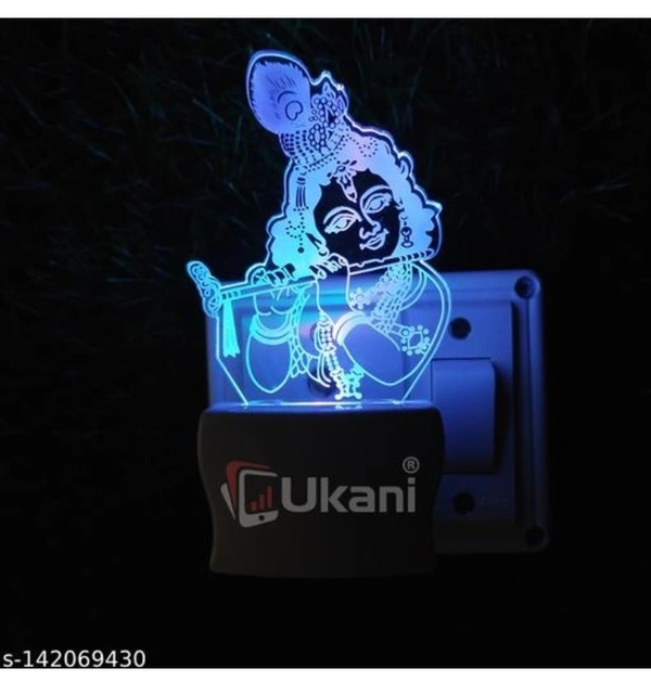 KATAK KRISHNA FLUTE Acrylic 3D Optical Illusion Night Lamp, RGB 7 Colors Auto Colour Changing LED Plug and Play Night Light, Office Day Light, For Home and Office Use, Best for Gift, Multicolour - 7CM+3.5CM