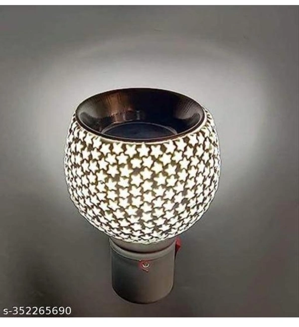 SE Online Store Skyepic Glass Kapoor Dani with Night Lamp, Electric Oil Diffuser, Camphor Mosquito Repellent Machine, Bakhoor / Dhoop Dani (with On/Off Switch) Glass, Plastic, Stainless Steel Incense Holder Tapan