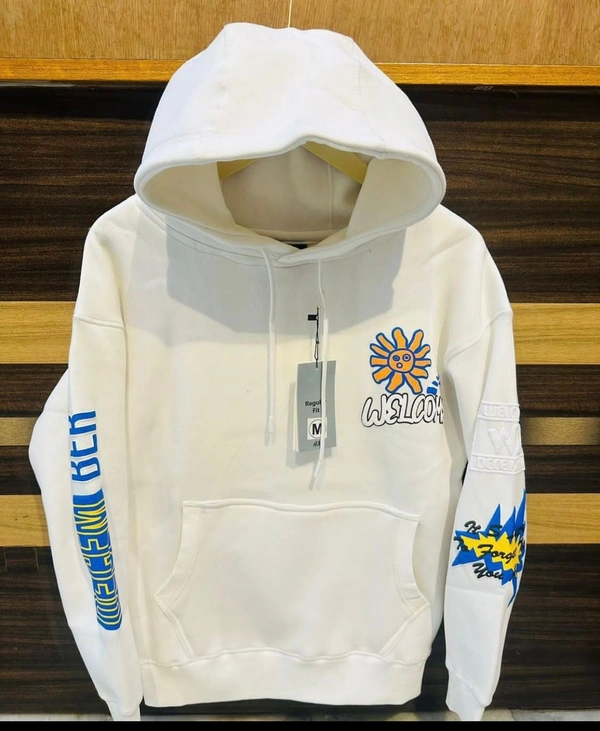 H & M H&M Branded Hoodie 280-300 GSM with Fleece - White, XXL