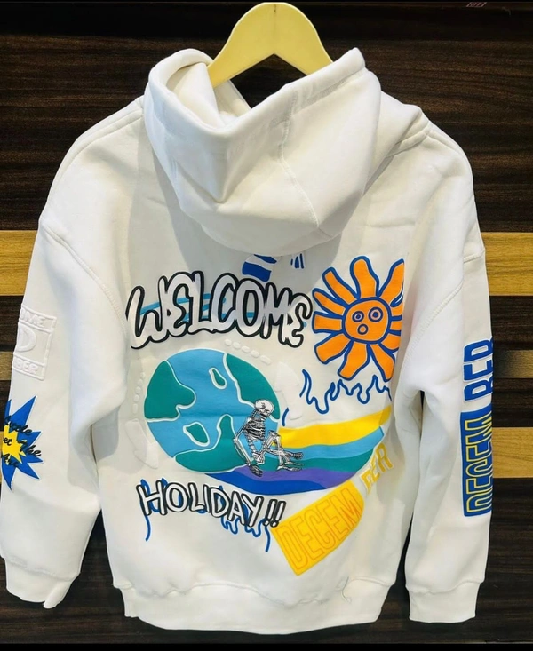 H & M H&M Branded Hoodie 280-300 GSM with Fleece - White, XXL