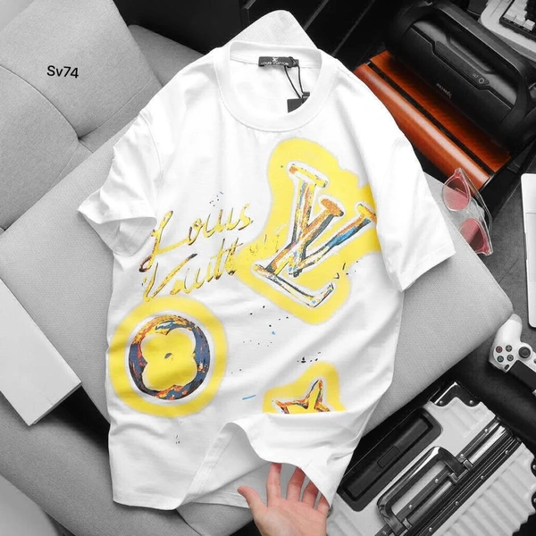 LoUis VuiTToN LoUiS VuiTToN Branded Tees 200 GSM Pure Cotton Heavy Quality - White, 4XL