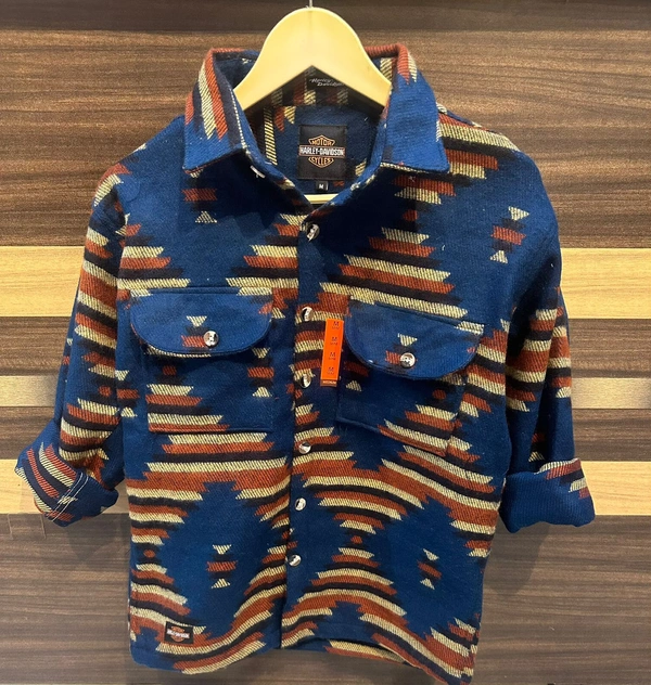 10A PREMIUM ARTICLE WOLLEN SHIRT FULL WARM - M, Blue