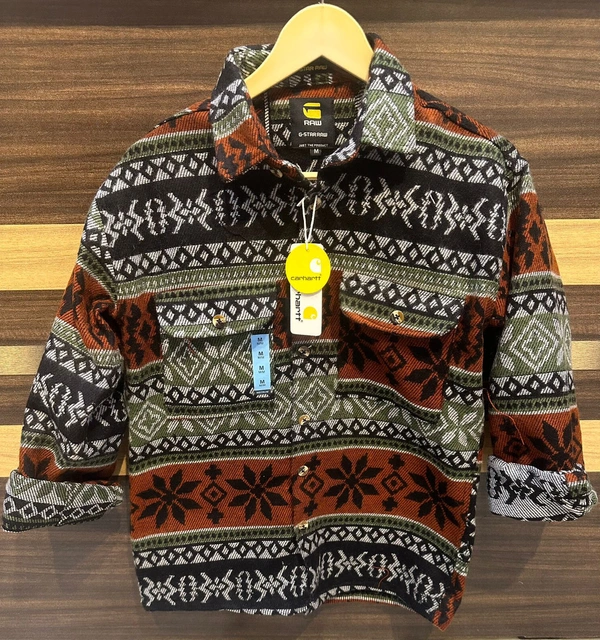 10A PREMIUM ARTICLE WOLLEN SHIRT FULL WARM - M, Brown