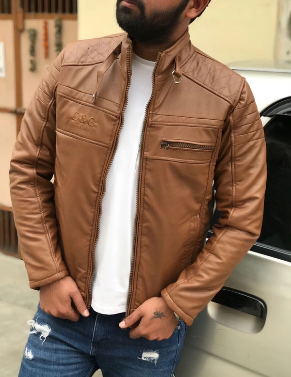 D & G Very Premium Quality D&G Leather Jacket Article - Brown, M