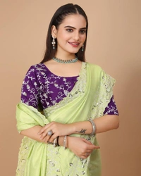 Party Wear Soft Dolla Silk Saree  - Pale Canary