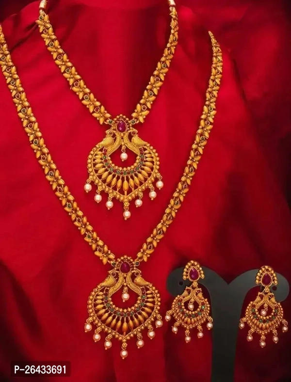 Stylish Multicoloured Brass Jewellery Set For Women Pair Of 2