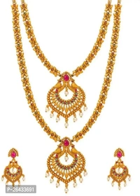 Stylish Multicoloured Brass Jewellery Set For Women Pair Of 2