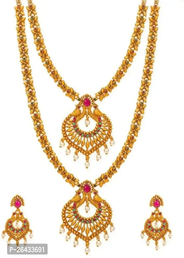 Stylish Multicoloured Brass Jewellery Set For Women Pair Of 2