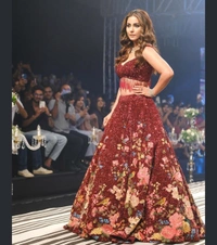 BEUTIQUE STYLES PERFECT MAROON BRIDAL GEORGETTE SEQUANCE WORK LEHENGA CHOLI WITH DUPATTA  - Guardsman Red