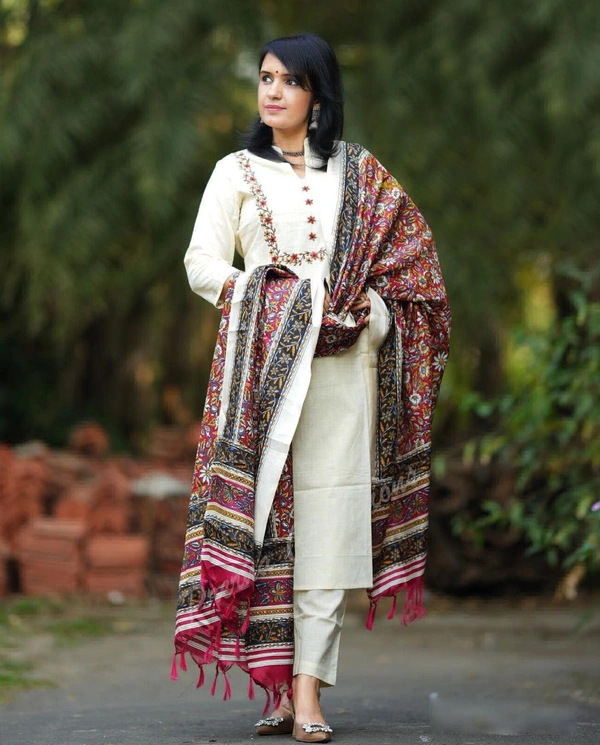 Top Quality Premium Kurta Set For Women  - White