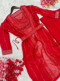 Trending Party Wear Shrug Saree For Women  - Red